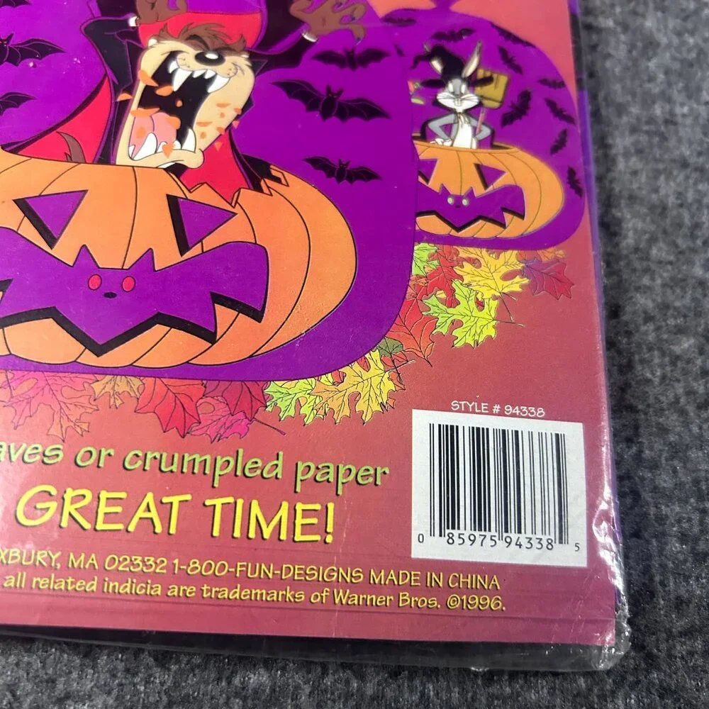 Vintage 1996 Looney Tunes Halloween Leaf Bag Tazmanian Devil Taz Bugs New Sealed